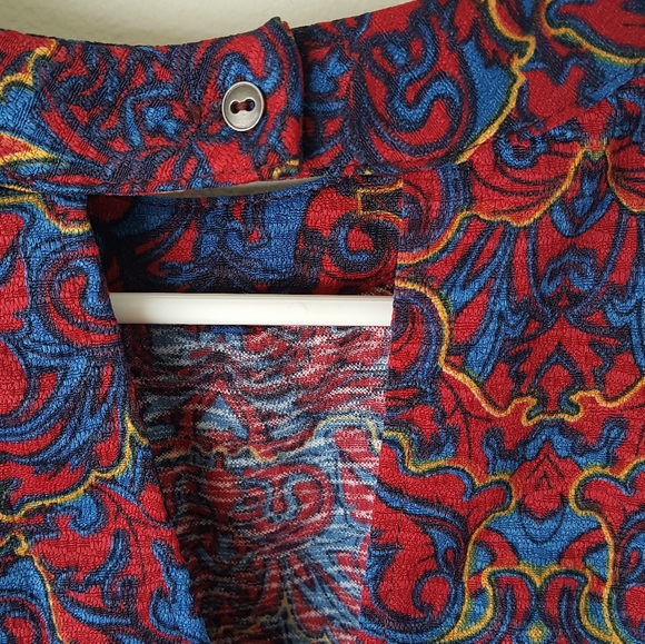 Red blue patterned racerback dress Lush size M - Picture 5 of 9
